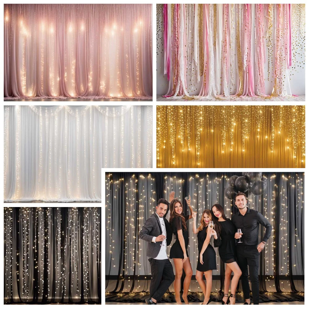 

MOON.QG Black Gold Pink Glitter Curtain Background Photography Birthday Wedding Decor Product Shooting Backdrop Studio Photozone