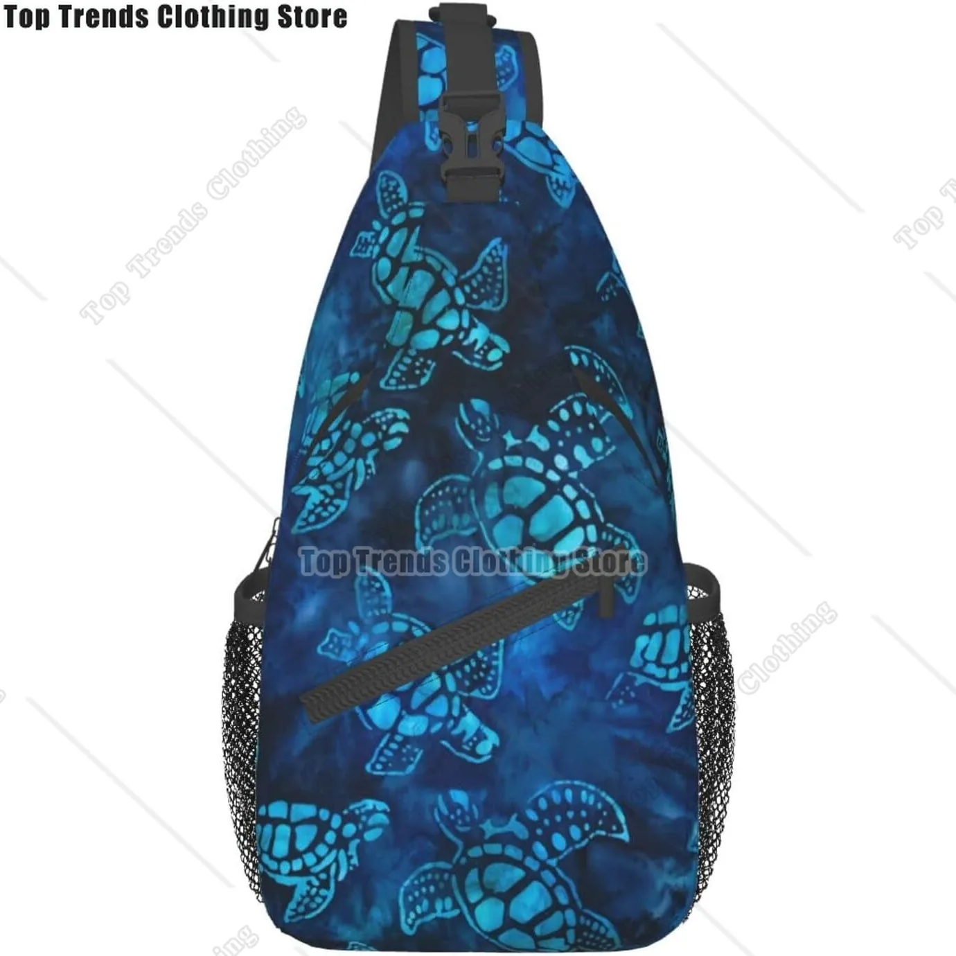 Sea Turtle Sling Bag Crossbody Backpack Blue Sea Turtle Nautical Coastal Chest Bag Casual Shoulder Bag Travel Hiking Daypack