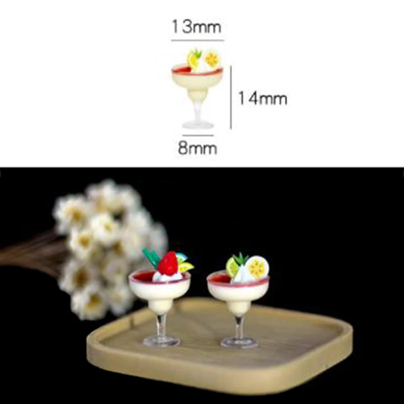 2pc dollhouse Mini Goblet yogurt ice cream cup Mini Food Doll Accessories