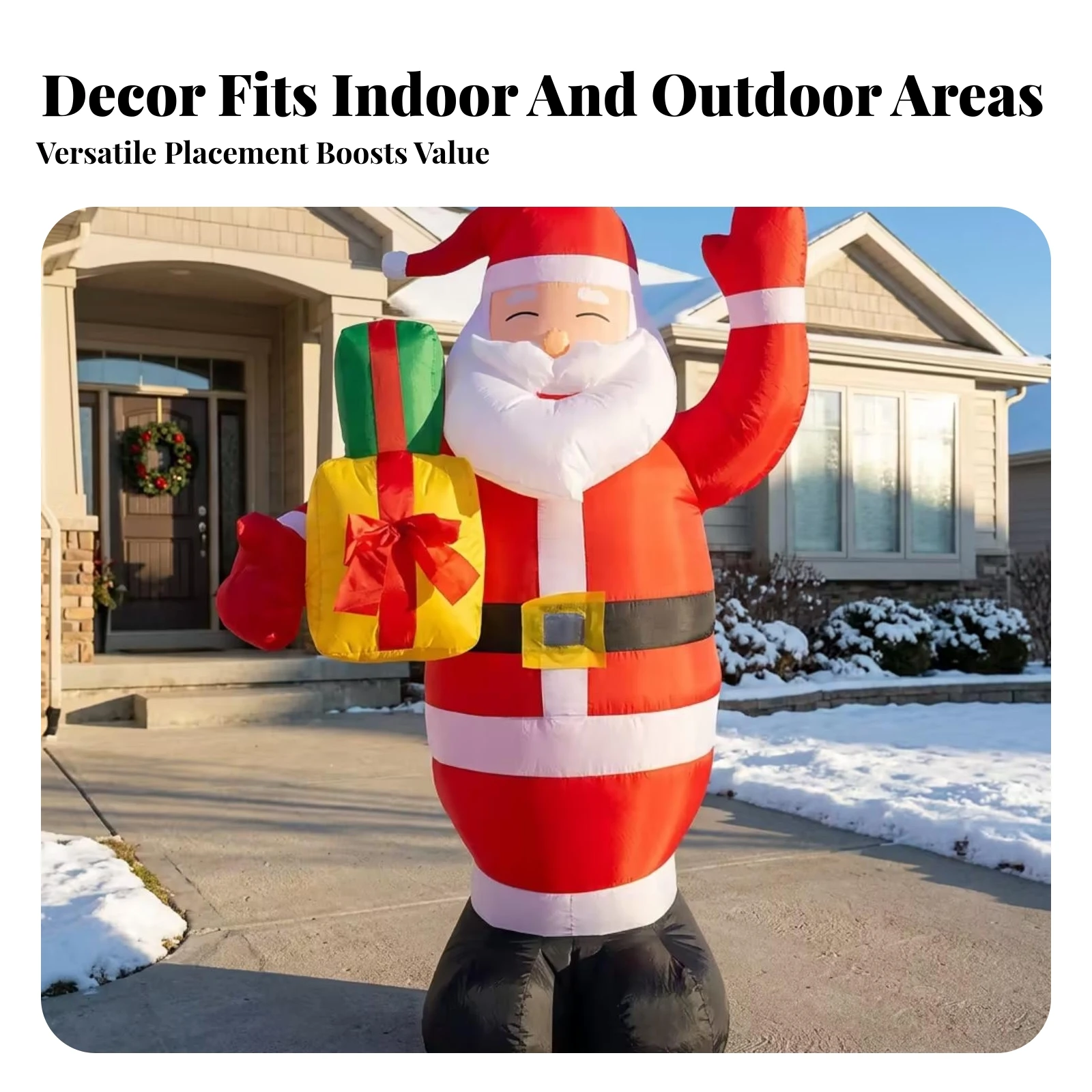Standing Santa Inflatable Inflatable Santa Saint Holiday Decor Easy Setup Decorative Bearded for Outdoor, Lawn