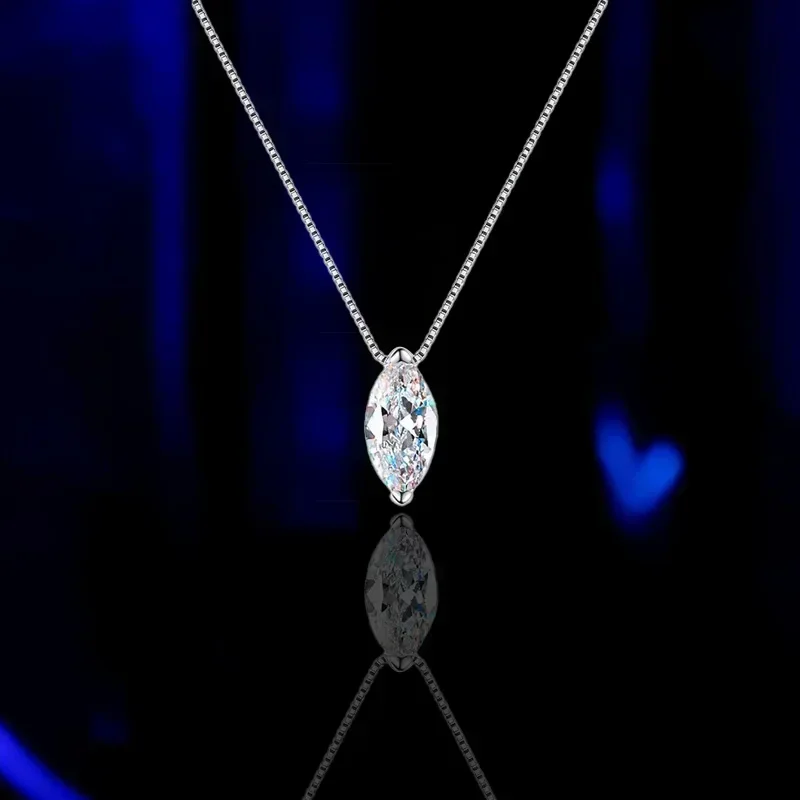 

Luxury Waterdrop Simple PT950 Platinum Clavicular Chain, 1CT Marquise Cut Moissanite Diamond Daily Necklace for Women Female