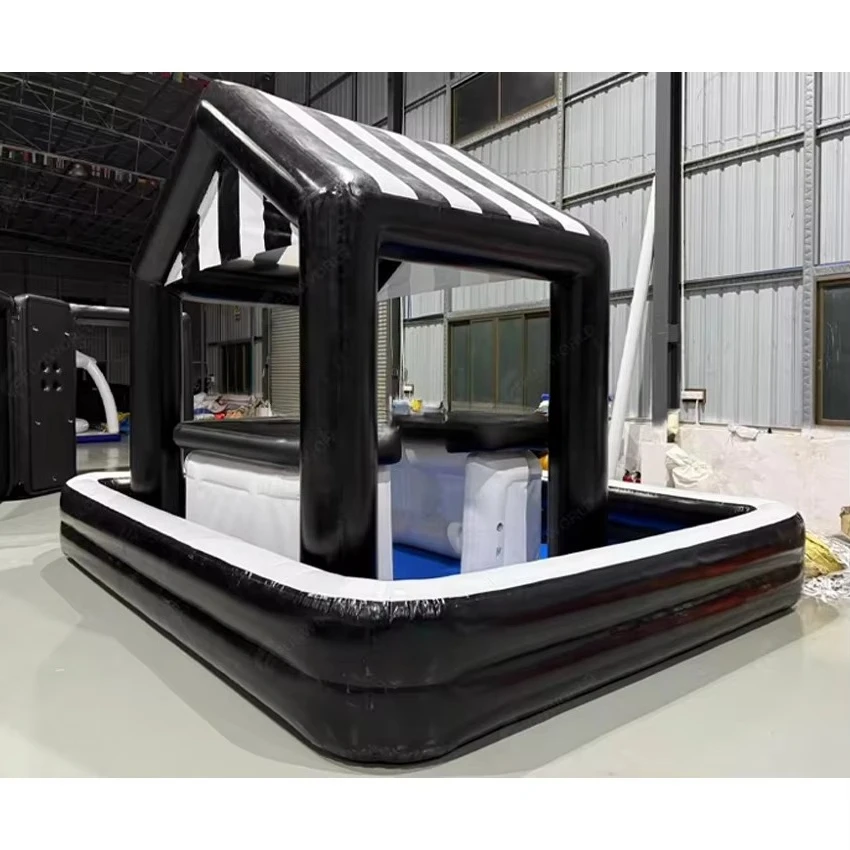 ized high-quality outdoor recreational inflatable pool bar with backyard-friendly tents