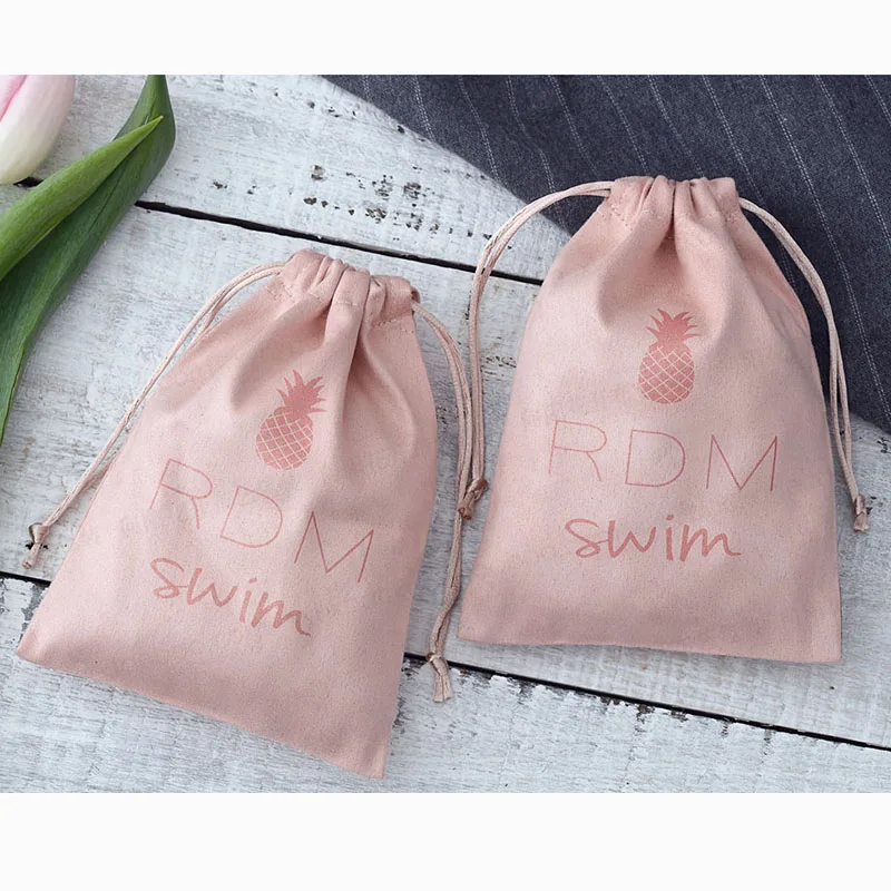 Flannel Drawstring Gift Bags Custom Logo Name Jewelry Packaging Pouch Rings Necklace Wedding Favor For Guests Candy Goodie Bag