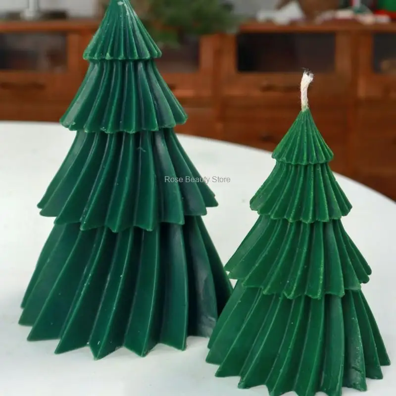 Molde de silicona de árbol de Navidad 3D, Kit de fabricación de velas de Navidad DIY, jabón hecho a mano, yeso, resina, herramientas para hornear,