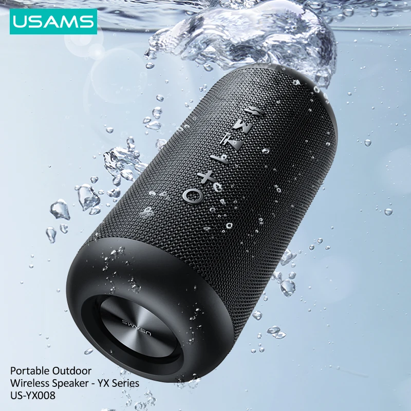 USAMS Bluetooth Speaker For Outdoor Waterproof IPX6 Powerful Bass 8 Hour Battery Life Bluetooth 5.0 360° Sound portable Speakers