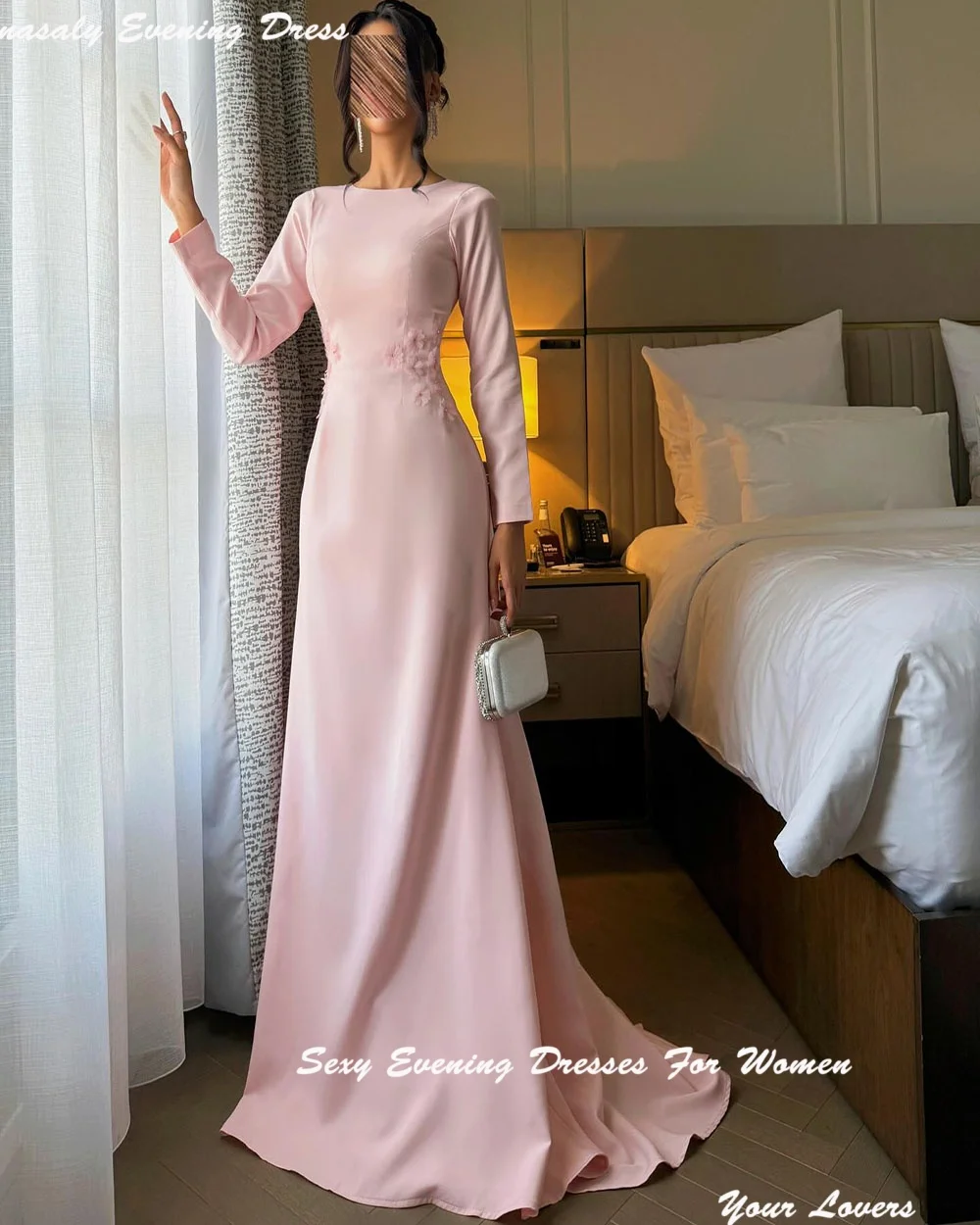 

Formal فساتين سهرة Customized Pink Satin Evening Dresses For Women Open Back Cocktail Party Gowns Mermaid Prom Dress