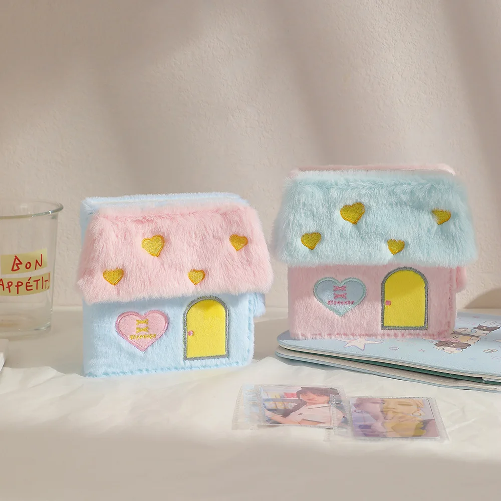 Cute Plush House A8 Single-Pocket Album, Loose Leaf Instant Photo Binder, 1-Inch & 2-Inch ID Photo Storage for Students
