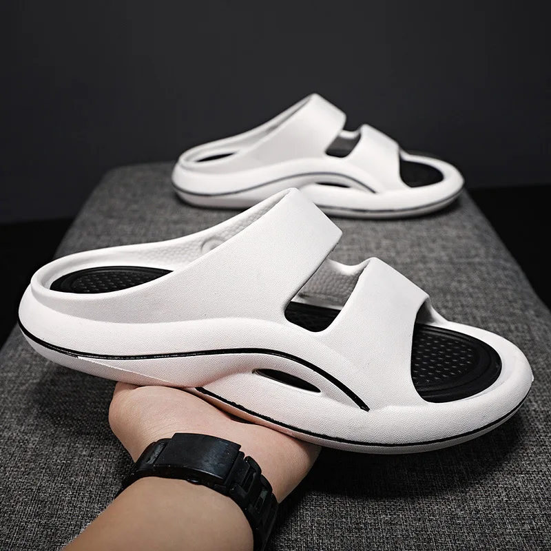 

Модные мужские тапочки, уличные сандалии, удобная пляжная мягкая и гладкая эластичная обувь для спорта и отдыха, домашние тапочки