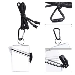 Waterproof Transparent Acrylic Card Cover Women Men Student Bus Card Holder Case Id Card Sleeve Protector With Lanyard Key Ring