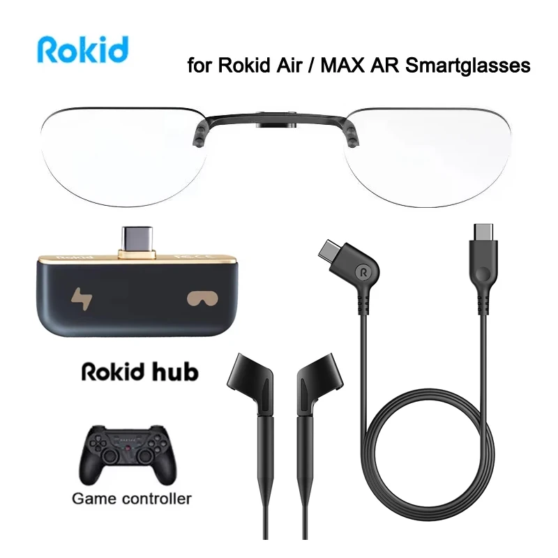 ملحقات Rokid عدسة إدراج RokidHub مهايئ شاحن كابل نظارات تعتيم الظل ل Rokid Air Rokid MAX AR Smartglasses