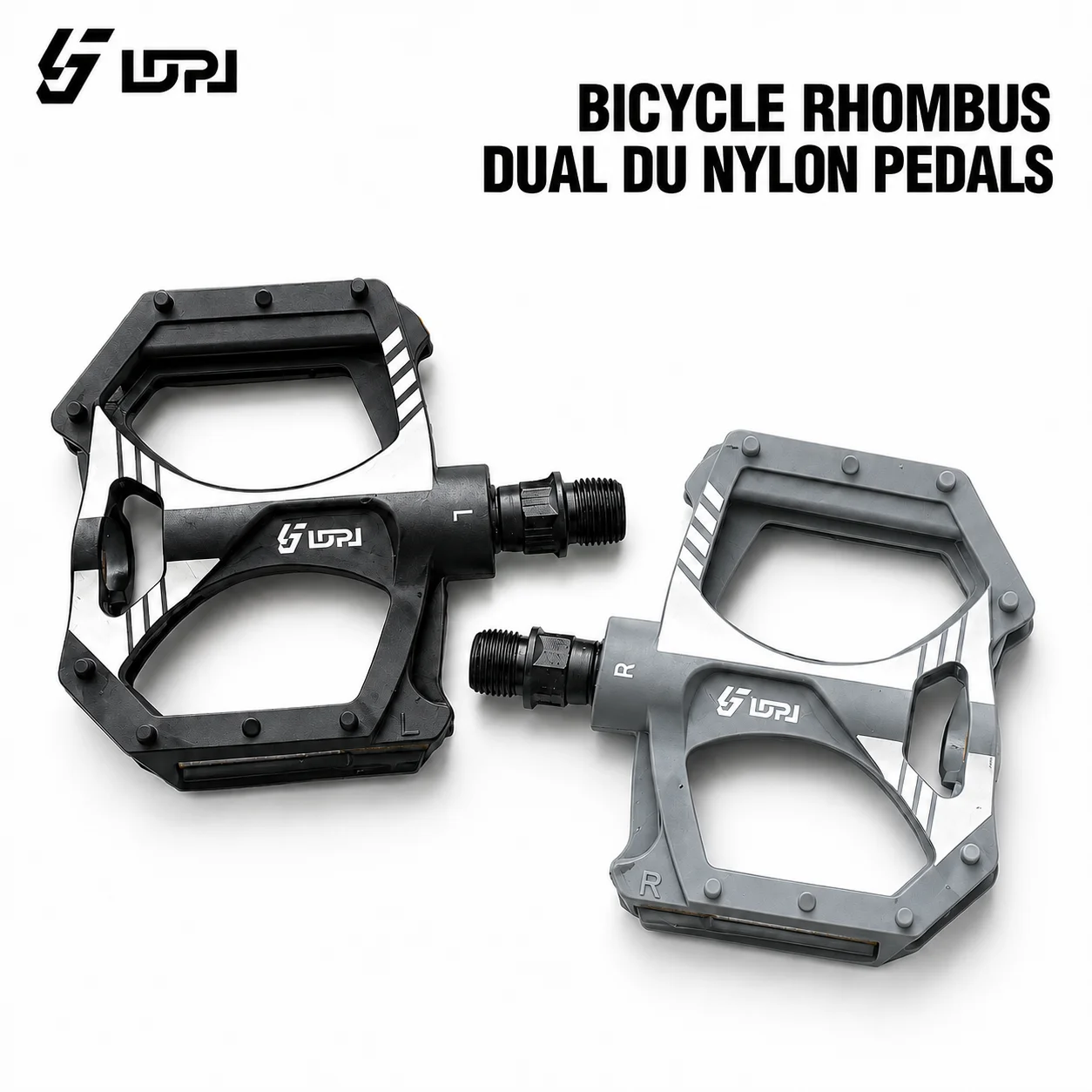 LDPJ bicycle nylon reflective pedals available in black/gray, lightweight and durable