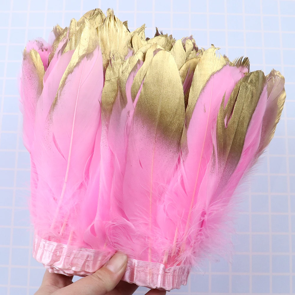 Fringe Ribbon Sewing - 5-метровая черно-золотая отделка из гусиных перьев,