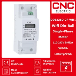 CNC 2P WIFI Single Phase 65A Din Rail WIFI Smart Energy Meter timer Power Consumption Monitor kWh Meter Wattmeterz