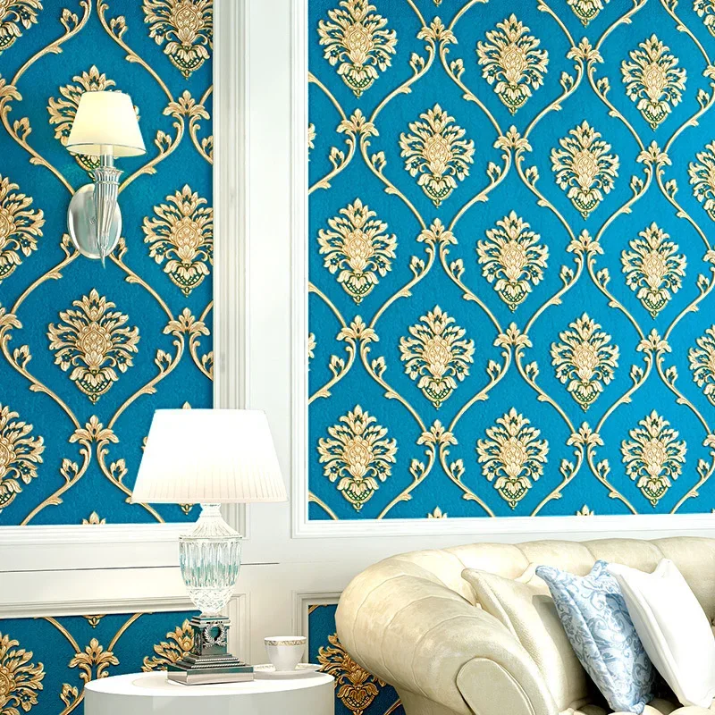 3D three-dimensional European Damascus wallpaper waterproof simple bright red warm beauty salon shop special background