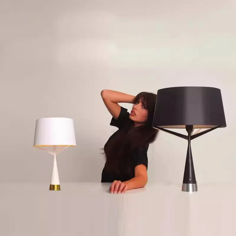 Tripod stand, cone fabric bedroom study bedside table lamp