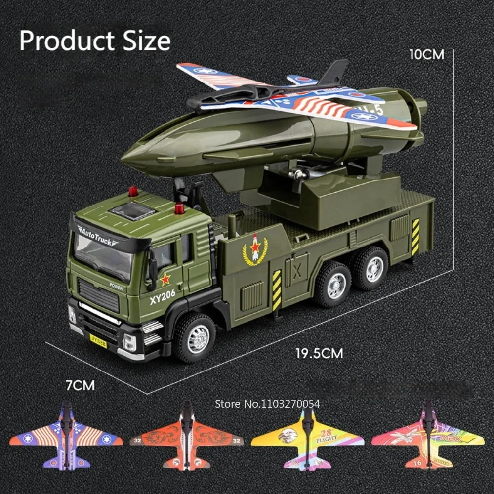 1/32 uav drone lançamento veículo modelo brinquedos carro liga diecast carro militar som luz puxar para trás alta simulação brinquedos presentes do feriado