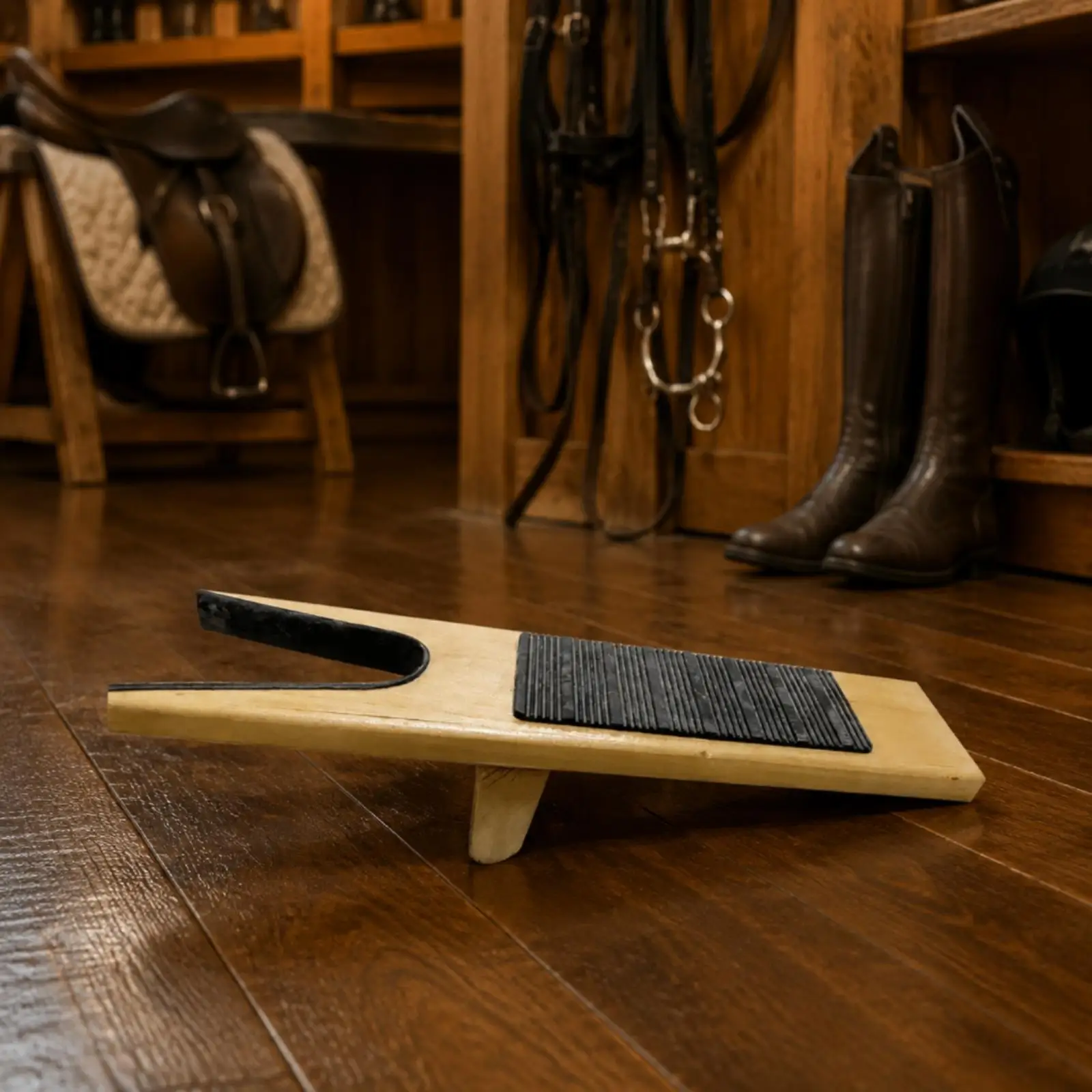 Boot Jack with Textured Grip Pad No-Bend Wooden Boot Remover Wooden Shoe Jack Solid Wood Handsno-Bend for Equestrians, Stables