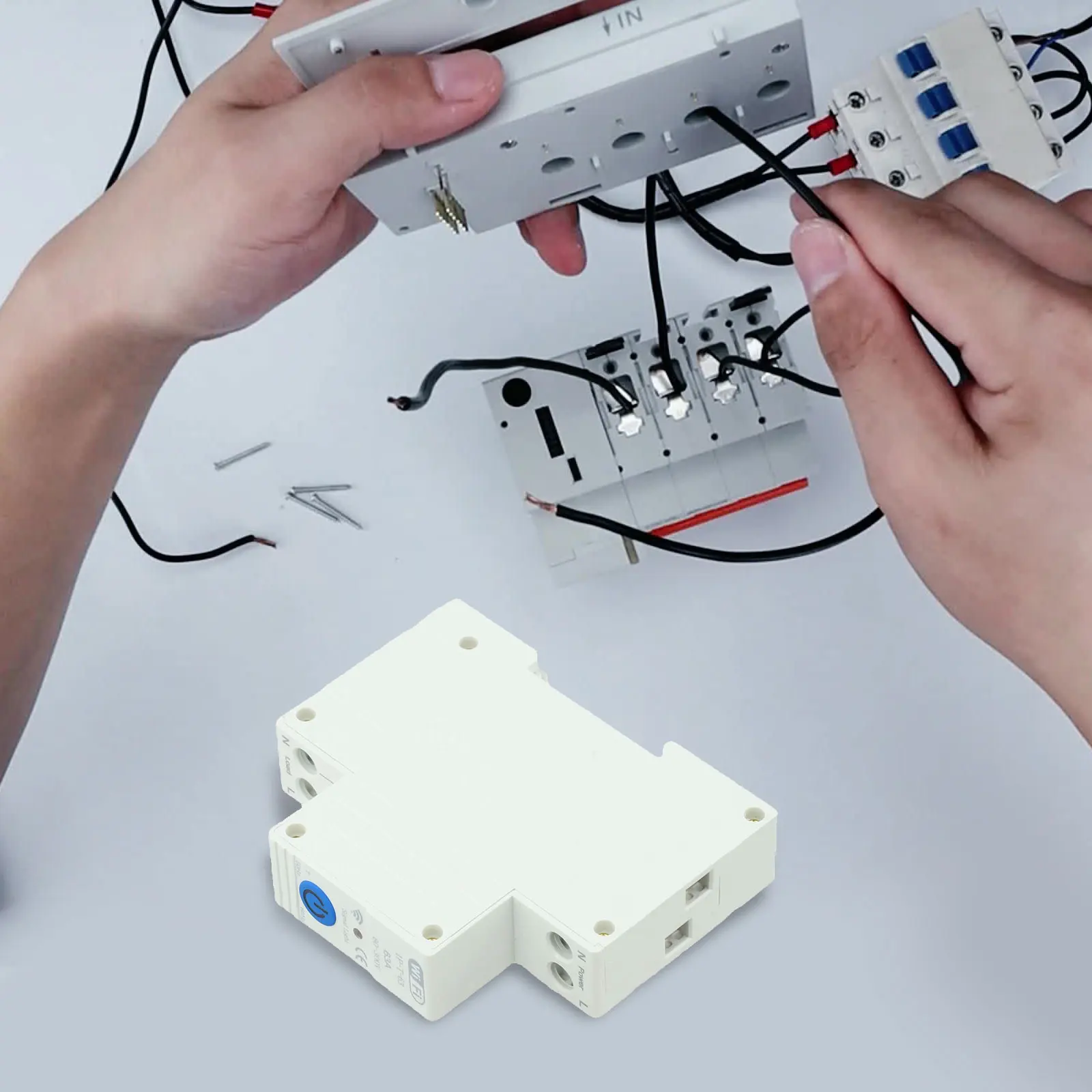 

White Wifi Smart Circuit Breaker Integrated App Control Leakage Detection Technology Voice Assistant Compatible