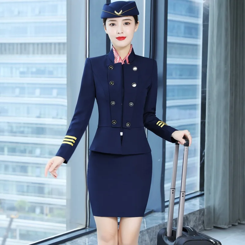 Mode Hoogwaardige Schoonheidssalon Hotel Receptie Receptioniste Kleding High-Speed Trein Crew Stewardess Veiligheid Werk Pak