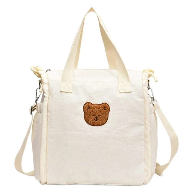 N80C Bear Pattern mom Bag with USB Charging Por Watertight Diaper Storage Bag Easy Carrying for Little Moms & Caregivers