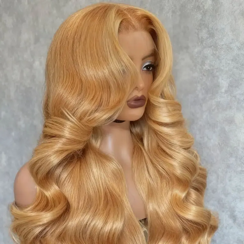 

13x4 Body Wave Lace Frontal Human Hair Wig Natural Wave Hair Lace Front #27 Colored Body Wave Preplucked Hair Wigs