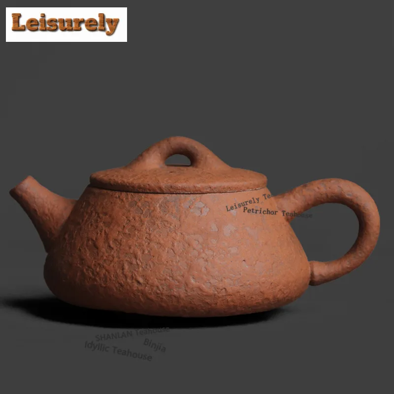 230ml Old Rock Clay Orange Peel Texture Stone Ladle Teapot Vintage Tea Infuser Pot Tea Maker Kettle With Ball Hole Drinkware