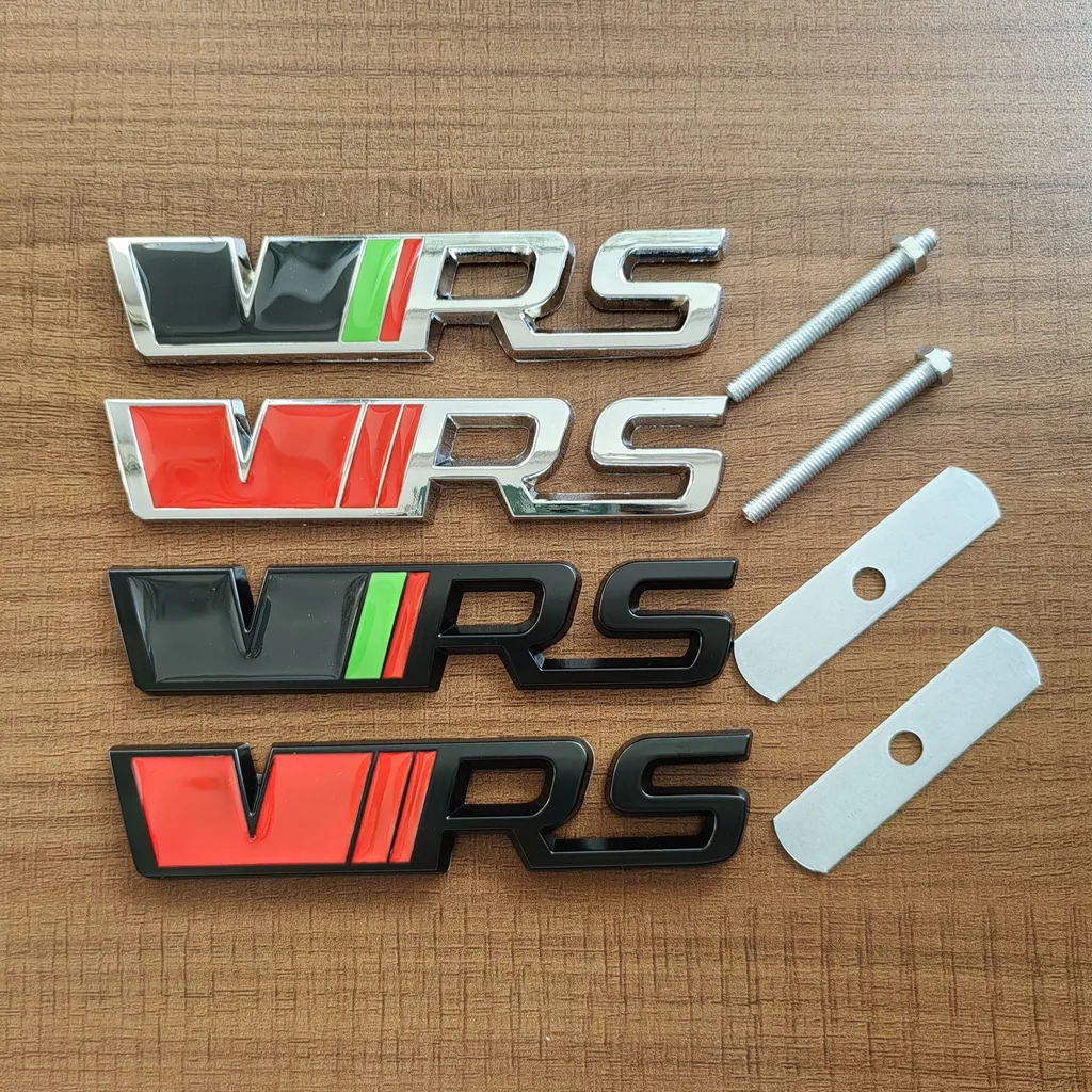 3D Metal RS Logo VRS Emblem Car Grill Badge For Kodiaq Rapid Fabia 1 2 3 A5 A7 MK1 MK3 MK4 VRS Sticker Accessories