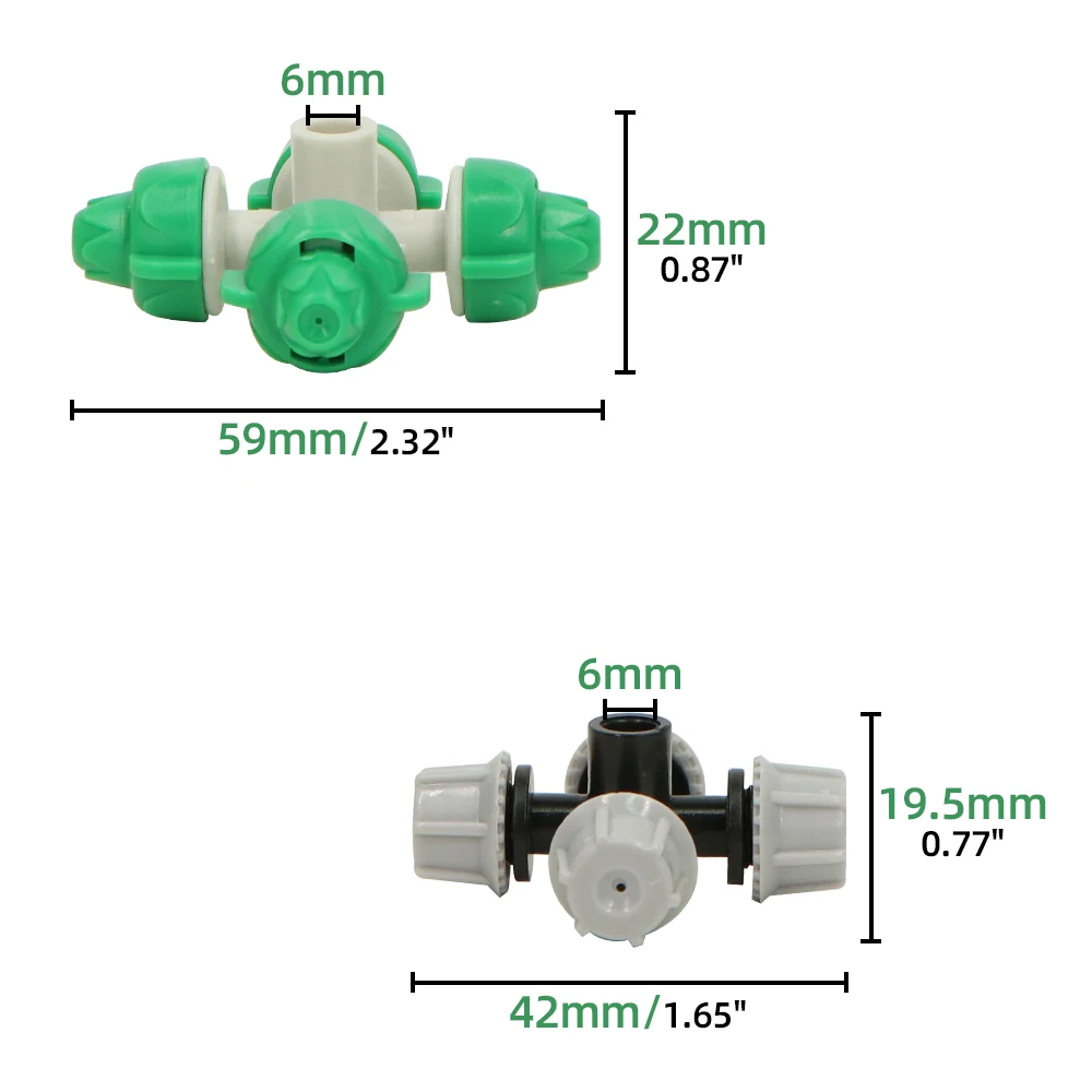 5 Kits Garden Greenhouse Fogger's Hydro Cooling Humidifying Irrigation Kit System Watering Cross Misting Spinkler Nozzle Spray