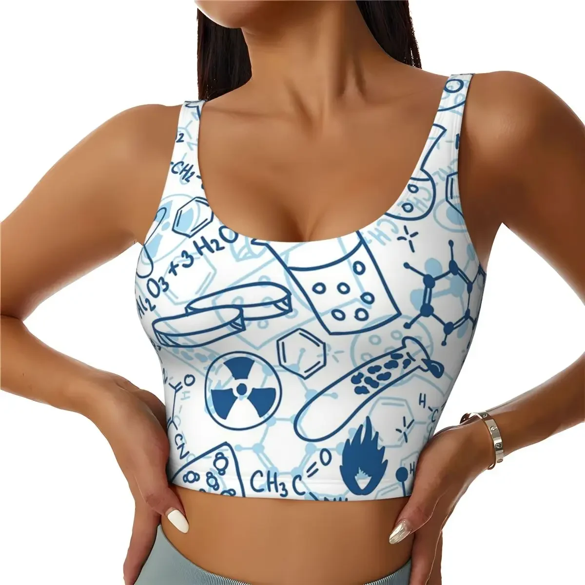 Custom Chemistry Women Sports Bra High Impact Vest Gym Workout Yoga Crop Tank Tops