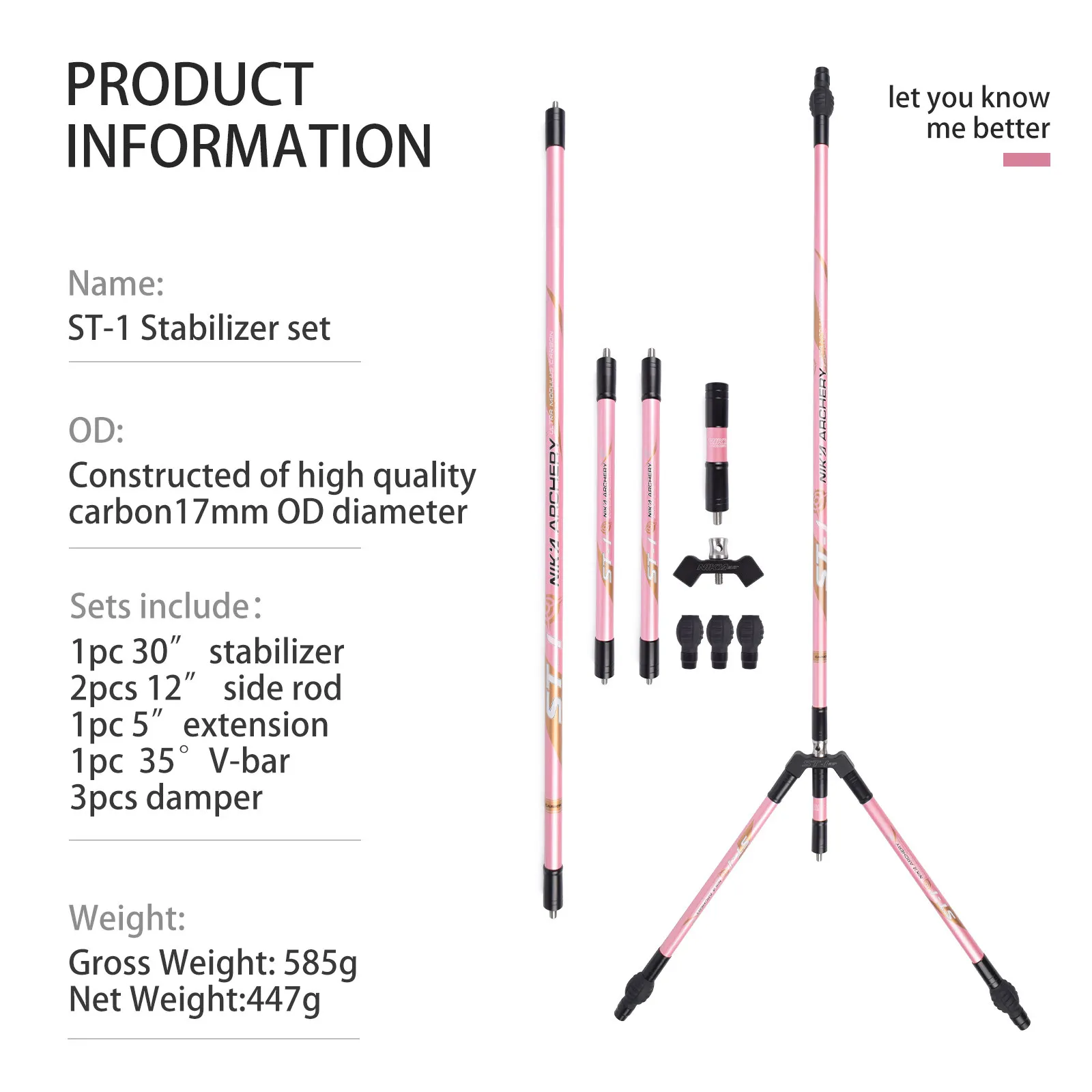 1X Archery Balance Bar Set ST-1 Carbon Stabilizer Set For Archery Bow Accessories For Hunting Shooting