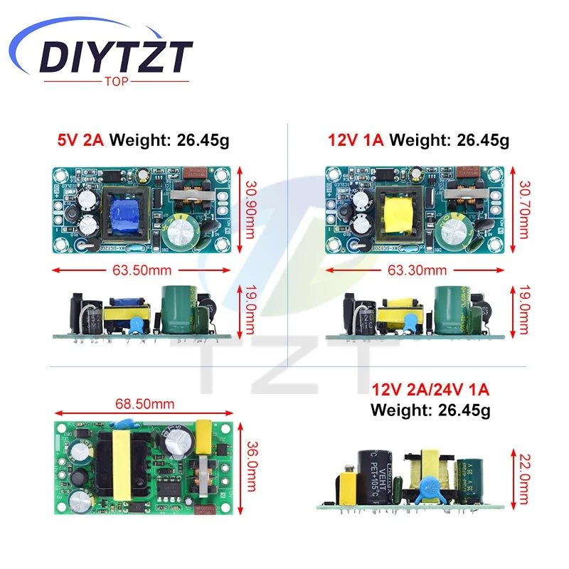AC-DC 5 فولت 2A 10 واط/12 فولت 1A 12 واط/12 فولت 2A أو 24 فولت 1A 24 واط تحويل التيار الكهربائي وحدة الدائرة العارية 85-264 فولت المجلس لاستبدال/إصلاح