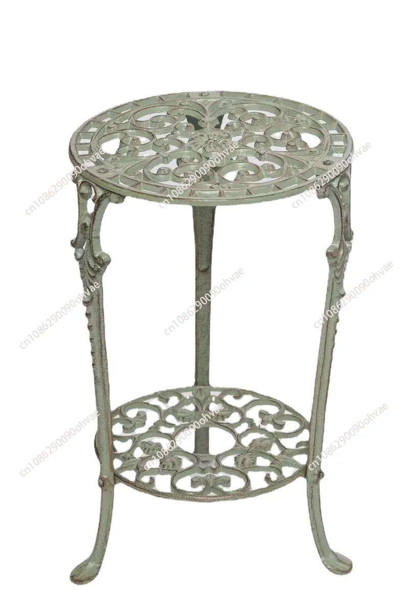 

Balcony Cast Iron Flower Stand Garden Shelf Terrace Plant Display Double-layer European Stool Outdoor Use Metal Plant Holder