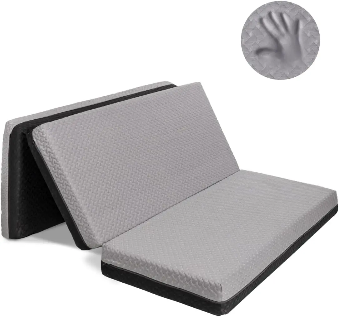 Matelas pliant Premium Face Tourists, mousse à mémoire de forme, housse imperméable, Queen (78 