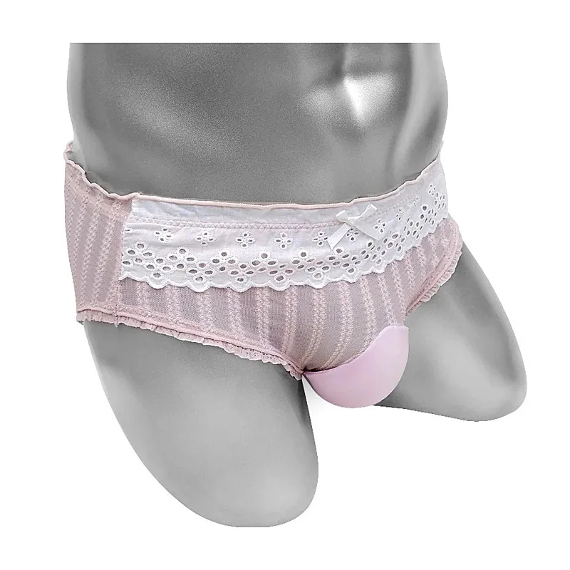 

Сексуальные трусики с выпуклым мешочком, мужские трусы, прозрачное кружевное нижнее белье для взрослых, эротическое нижнее белье с бантом для мужчин