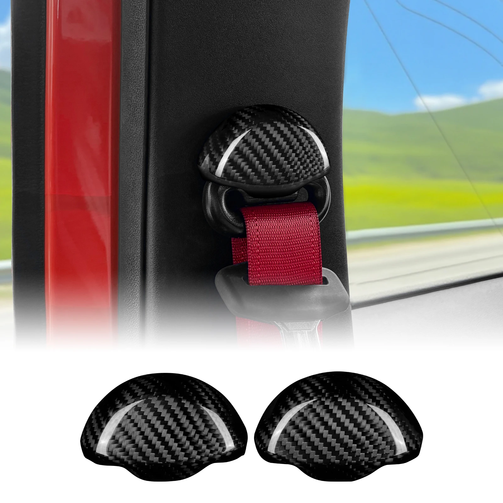 

2PCS Hard Dry Carbon Fiber For Abarth 595 695 595C 695C Fiat 500 500C 2008 2009 2010-2024 LHD RHD Car Seat Belt Sticker Interior