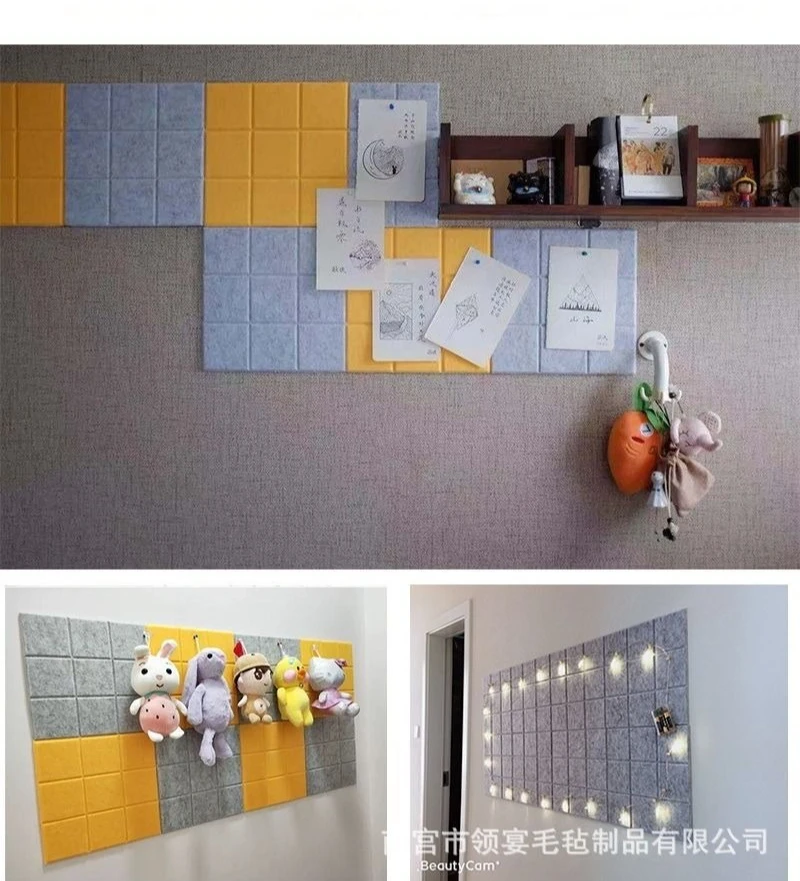 30x30cm 6 Pcs Creative 9-Grid Felt Photo Board Self-Adhesive Background Wall Panel for Home Decor Room Partition Memo Display