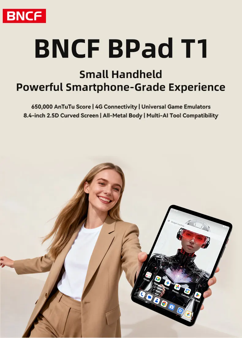 BNCF Bpad T1 Tablet Unisoc T7300 Processor 8.4 Inch Kids Mini Android 16 Gaming Tablet E-Reader With SIM Card Slot 4G LTE Call