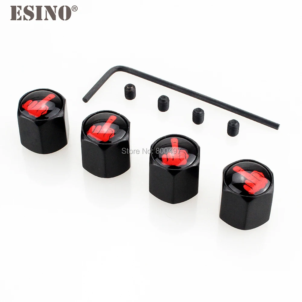 4 x Car Styling Funny Middle Finger Anti-theft Stainless Wheel Tire Valve Stems Caps Car Wheel Tire Stem Air Valve Caps