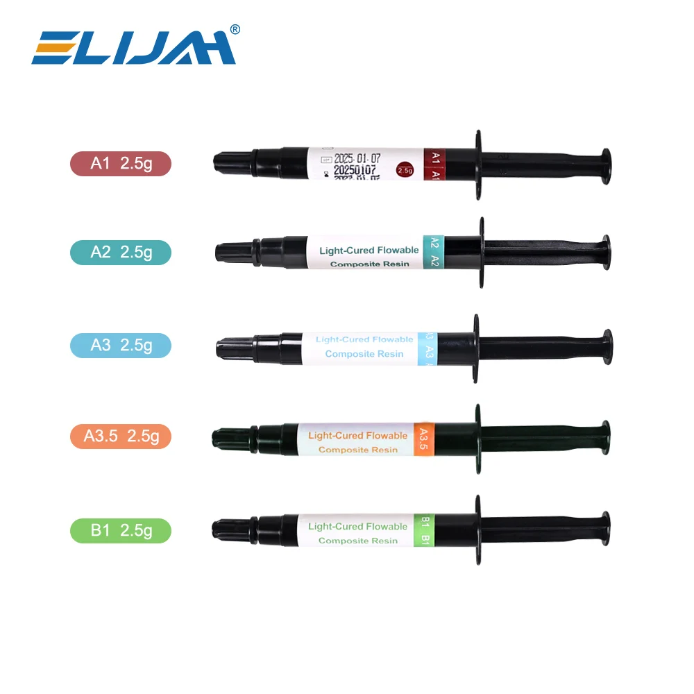 Dental Flowable Composite Light Cure Resin Kit  A1/A2/A3/A3.5/B1 Biocompatibility Crown restoration Dentistry Filling Materials