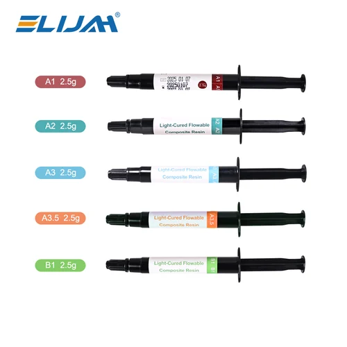 Imagen 2 del producto Kit de resina de fotopolimerización compuesta fluida Dental A1/A2/A3/A3.5/B1, biocompatibilidad, restauración de corona, materiales de relleno de odontología