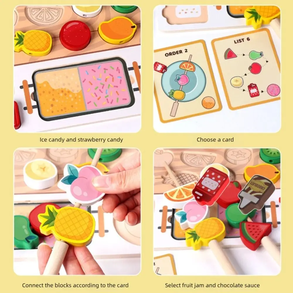 Créatif multicolore Montessori en bois dessin animé fruits Simulation Barbecue maison de jeu jeu éducatif