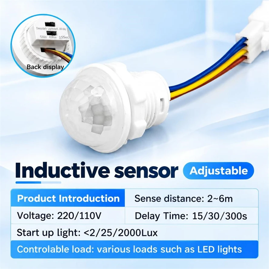 PIR Adjustable Delay Sensor Detector Smart Switch AC85-265V Human Body Infrared Detector Infrared Motion Sensor LED Switch