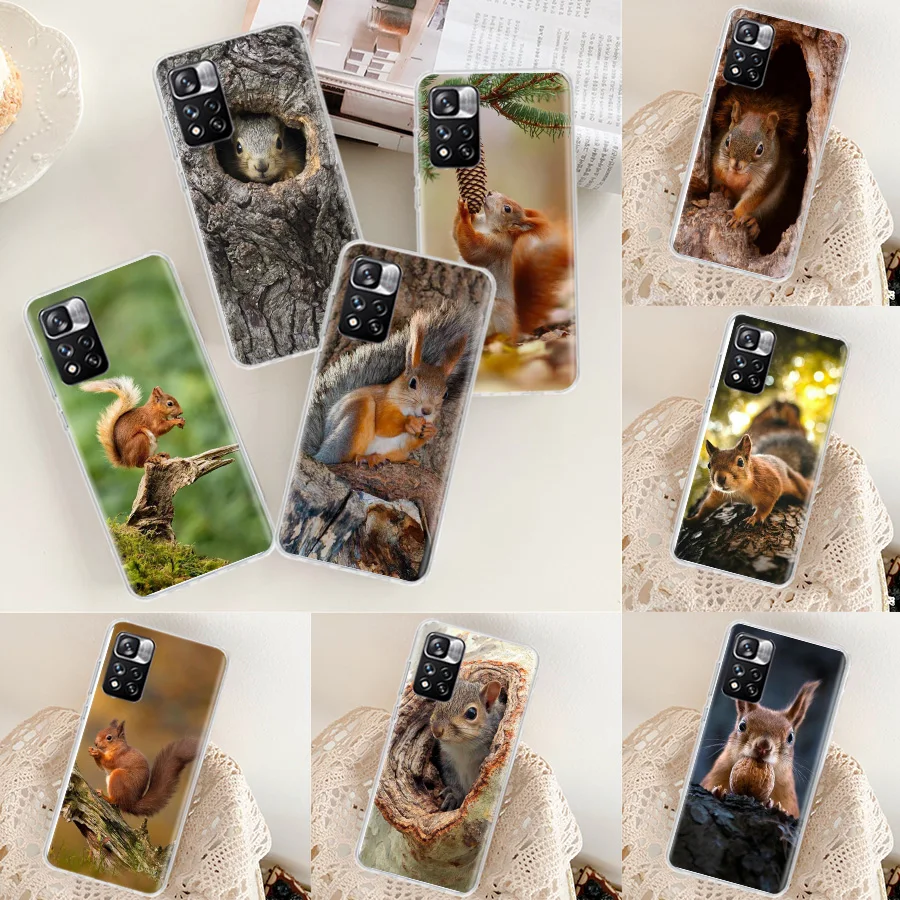 Forest Squirrels Foraging For Food Phone Case For Xiaomi Poco X3 GT X4 NFC M4 M5 M5S X6 X5 Pro 5G M3 Mi F6 F5 F4 F3 F2 F1 M2 Cap