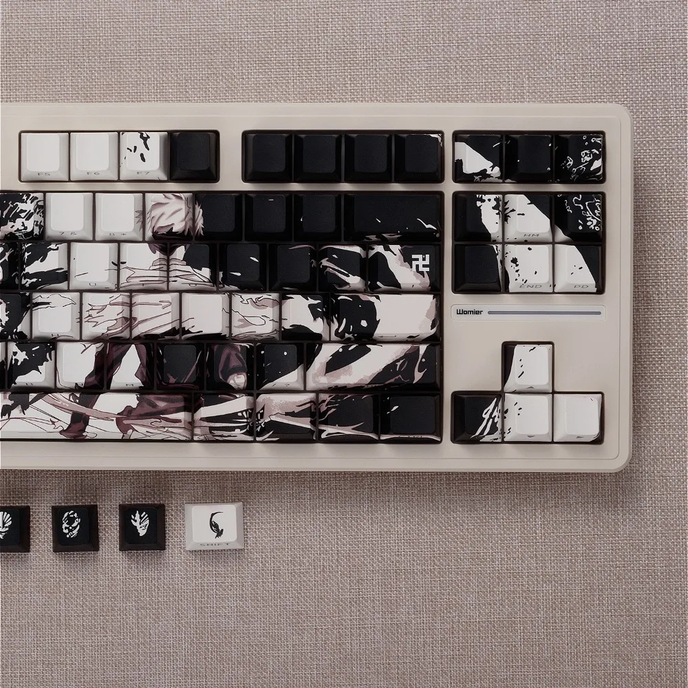 Keycap 130 key PBT personalized, Reaper side engraved light, suitable for mechanical keyboard, game keyboard