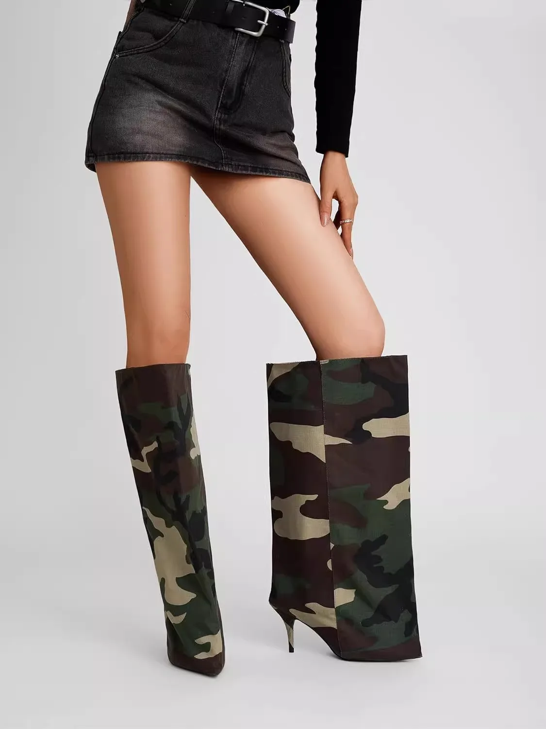 2026 الجلود حذاء برقبة للركبة النساء أنيقة مدبب تو الأسود خنجر عالية الكعب أحذية السيدات الشتاء حجم كبير 43 الأحذية المؤنث #6