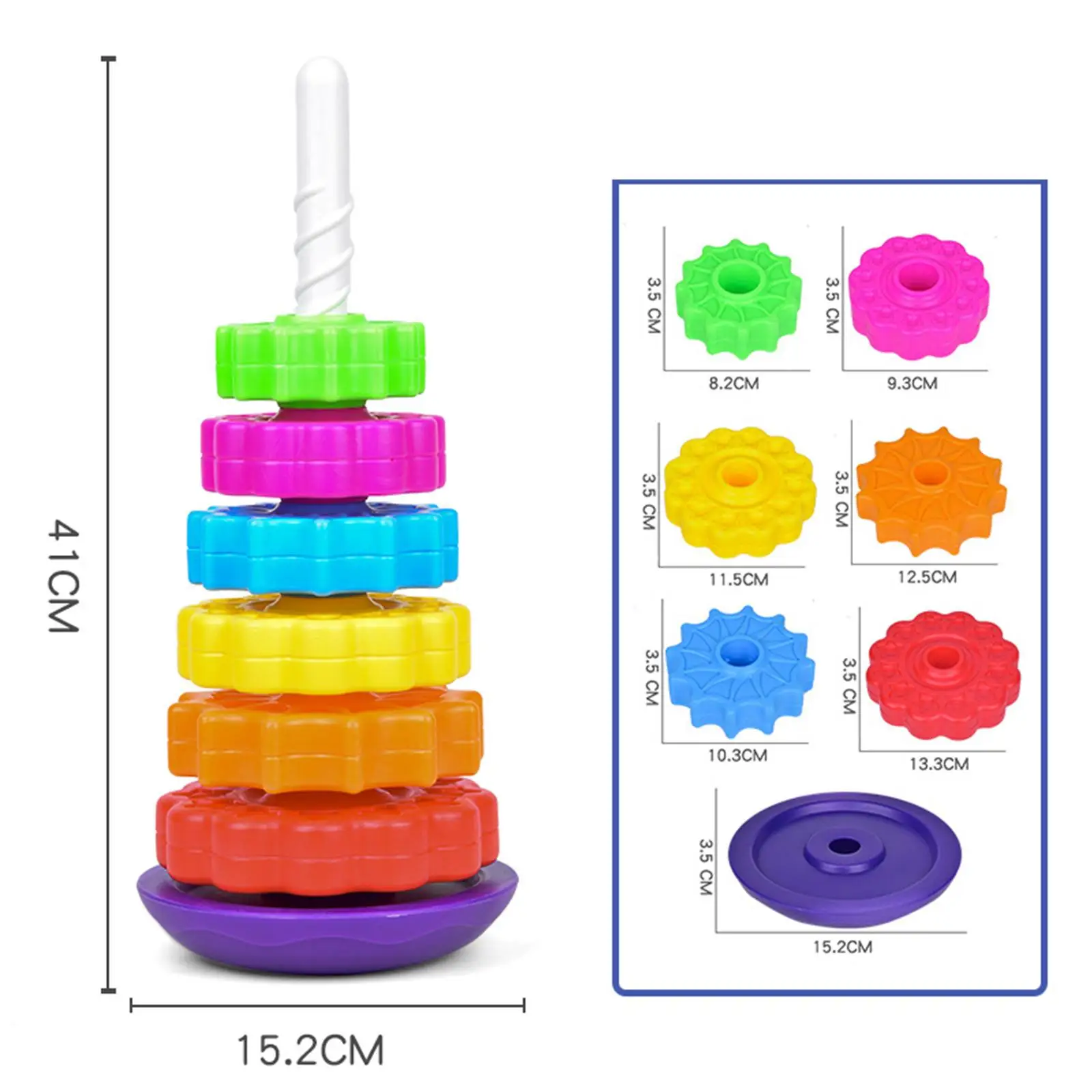 Jouet à empiler pour bébé, jouets intéressants à roue arc-en-ciel, reconnaissance des couleurs pour les tout-petits de 1 à 3 ans, jouet sensoriel Montessori pour les vacances