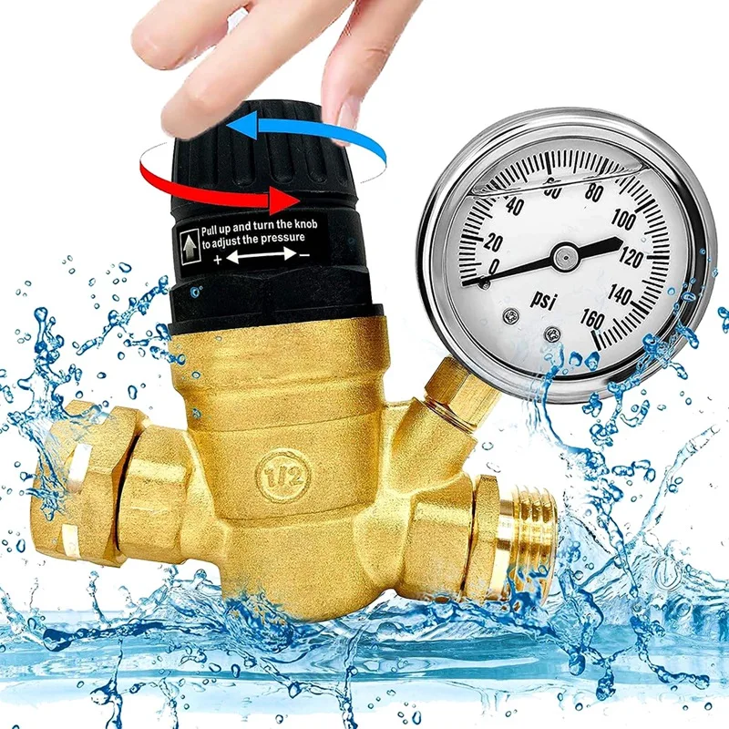 1 SET RV Brass Water Pressure Reducer Water Pressure Regulation Supplies Brass Water Reducer For RV