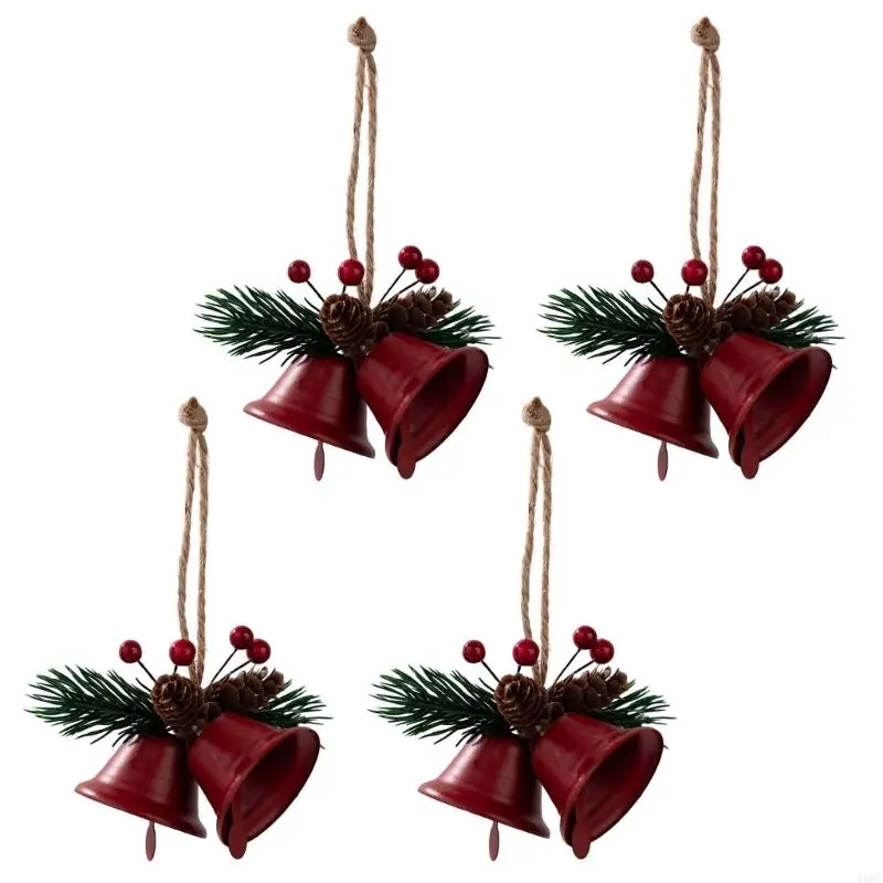 4 قطع أجراس عيد الميلاد زينة عيد الميلاد ديكورات الجرس المعلقة لحفلات المنزل