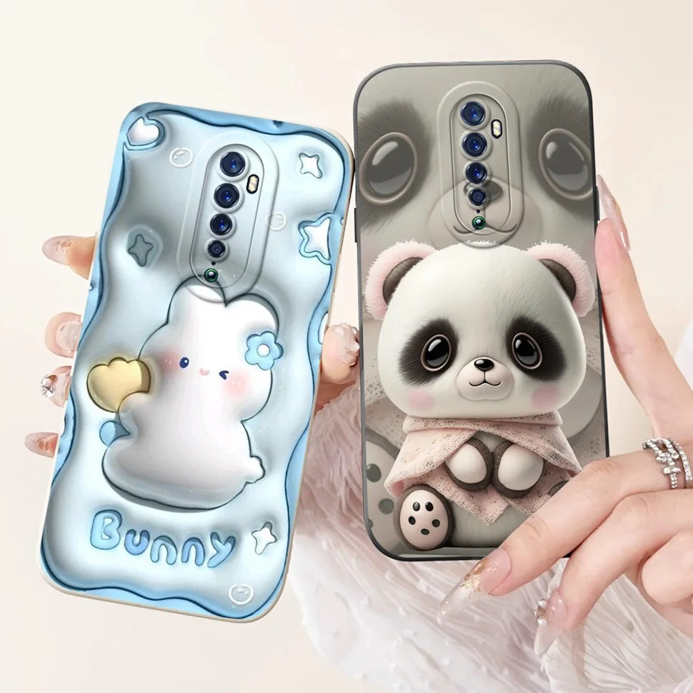For Oppo Reno 2 Case PCKM00 CPH1907 Soft Silicone Cute Cartoon Panda Phone Cases For Oppo Reno2 Reno 2 Back Cover Bumper