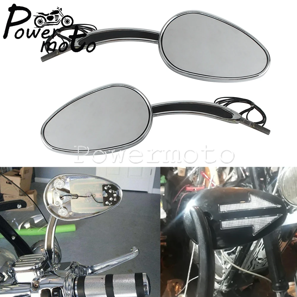 

Motorcycle Parts Integrated Arrow LED Turn Signals Side Mirrors For 1997-Later Harley Models CVO Dyna Left Right Rearview Mirror